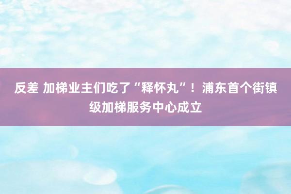 反差 加梯业主们吃了“释怀丸”！浦东首个街镇级加梯服务中心成立