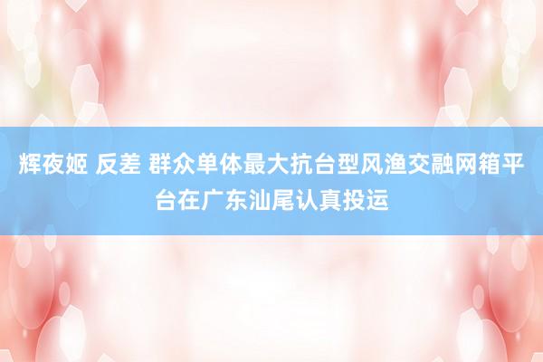 辉夜姬 反差 群众单体最大抗台型风渔交融网箱平台在广东汕尾认真投运