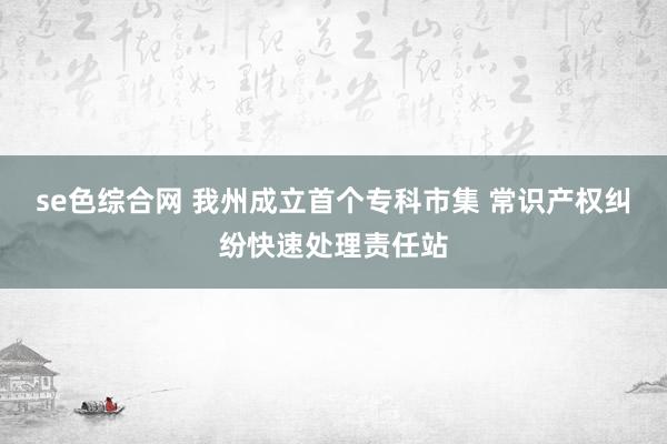 se色综合网 我州成立首个专科市集 常识产权纠纷快速处理责任站