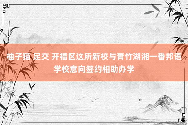 柚子猫 足交 开福区这所新校与青竹湖湘一番邦语学校意向签约相助办学